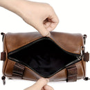 Brown Unisex Cross-Body Bag Travel Bag Leather-Like Bag Adjustable Strap Bag