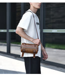Brown Unisex Cross-Body Bag Travel Bag Leather-Like Bag Adjustable Strap Bag