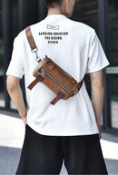 Brown Unisex Cross-Body Bag Travel Bag Leather-Like Bag Adjustable Strap Bag
