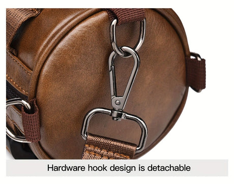 Brown Unisex Cross-Body Bag Travel Bag Leather-Like Bag Adjustable Strap Bag