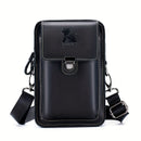 Black brown Leather Cross-Body Bag Genuine Leather Travel Bag Compact Crossbody Purse