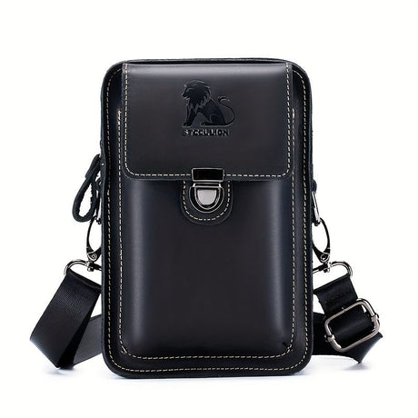 Black brown Leather Cross-Body Bag Genuine Leather Travel Bag Compact Crossbody Purse