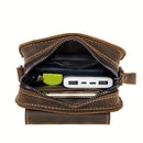 Black brown Leather Cross-Body Bag Genuine Leather Travel Bag Compact Crossbody Purse