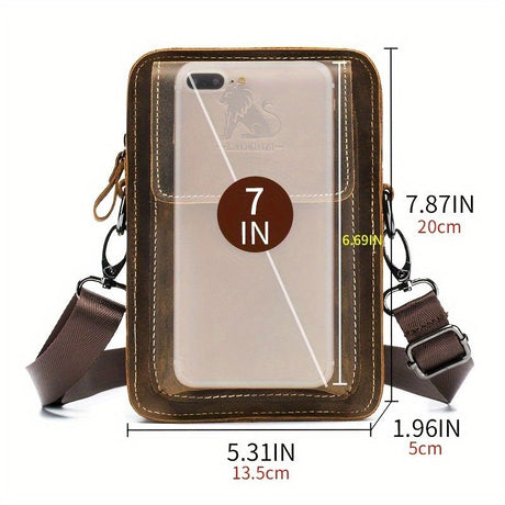 Black brown Leather Cross-Body Bag Genuine Leather Travel Bag Compact Crossbody Purse