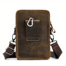 Black brown Leather Cross-Body Bag Genuine Leather Travel Bag Compact Crossbody Purse
