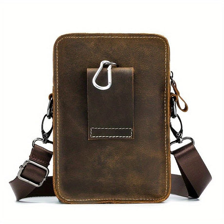 Black brown Leather Cross-Body Bag Genuine Leather Travel Bag Compact Crossbody Purse