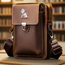 Black brown Leather Cross-Body Bag Genuine Leather Travel Bag Compact Crossbody Purse