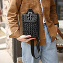 Black Gray Men'S Chest Bag Crocodile Embossed Bag Travel Bag Men Adjustable Strap Bag