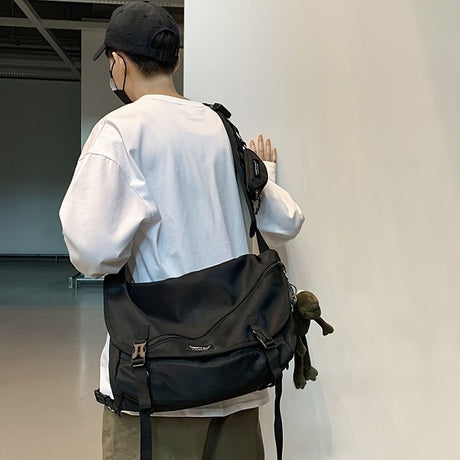 Black Gray Cross Body Bag Travel Bag Trendy Bag Hanging Accessory Durable Bag Spacious Bag