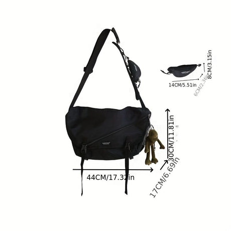 Black Gray Cross Body Bag Travel Bag Trendy Bag Hanging Accessory Durable Bag Spacious Bag