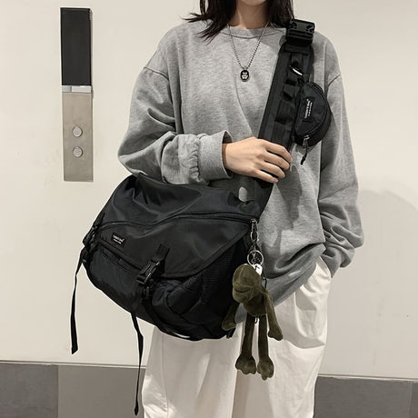 Black Gray Cross Body Bag Travel Bag Trendy Bag Hanging Accessory Durable Bag Spacious Bag