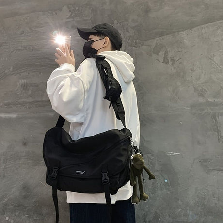 Black Gray Cross Body Bag Travel Bag Trendy Bag Hanging Accessory Durable Bag Spacious Bag