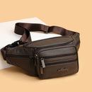 Brown Gray Leather Fanny Pack Travel Waist Bag Unisex Belt Bag Premium Leather Pouch