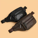 Brown Gray Leather Fanny Pack Travel Waist Bag Unisex Belt Bag Premium Leather Pouch
