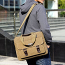 Brown Navy Canvas Laptop Backpack Travel Backpack Durable Laptop Bag Stylish School