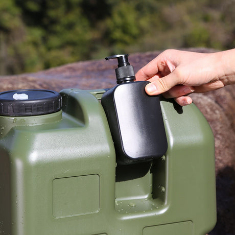 Green 20L water container, camping water storage, outdoor hydration, Australian camping gear, robust water canister, portable water tank, emergency water supply