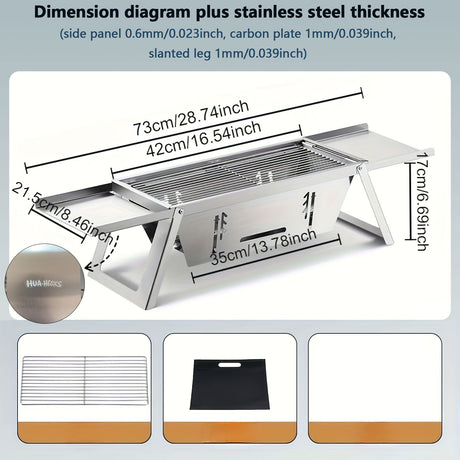 Silver Gray portable barbecue grill, outdoor grill, camping grill, lightweight grill, picnic grill, courtyard grill, Australian BBQ, even heat distribution grill