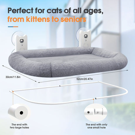 Gray cat bed, window cat bed, cat furniture, cat supplies, Australian cat bed, cat relaxation, bird watching cat bed, sunbathing cat bed