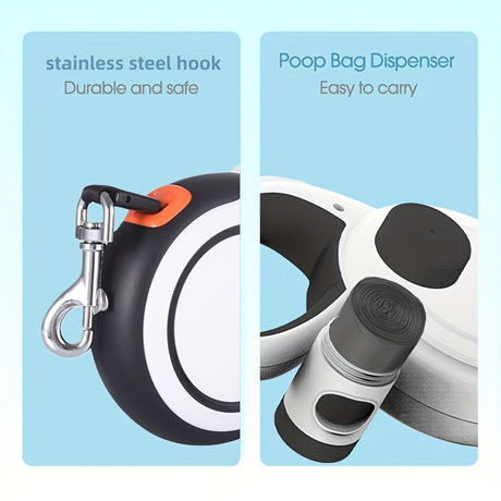 White retractable dog leash, strong dog leash, dog walking leash, small and medium dog leash, outdoor dog leash, Australia, durable dog leash, dog lead
