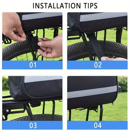 Bicycle Rear Rack Bag Expandable Bike Bag 27L Bike Storage Cycling Accessories - Black - Size L