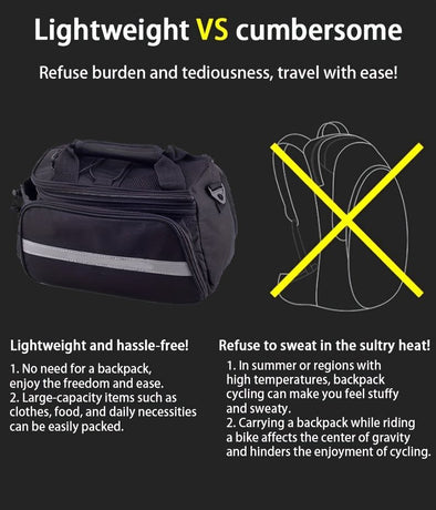 Bicycle Rear Rack Bag Expandable Bike Bag 27L Bike Storage Cycling Accessories - Blue - Size L