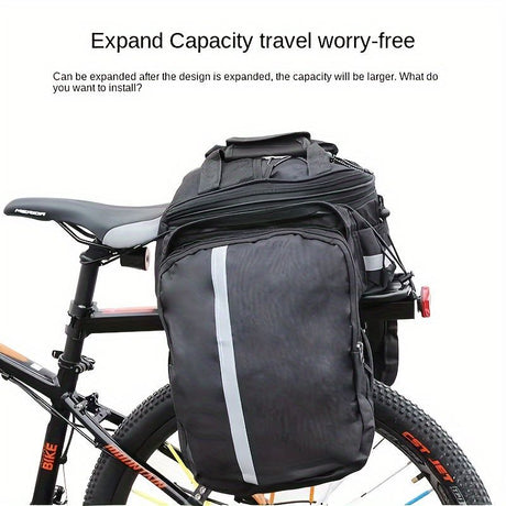 Bicycle Rear Rack Bag Expandable Bike Bag 27L Bike Storage Cycling Accessories - Red - Size L