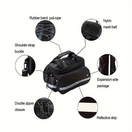 Bicycle Rear Rack Bag Expandable Bike Bag 27L Bike Storage Cycling Accessories - Red - Size L