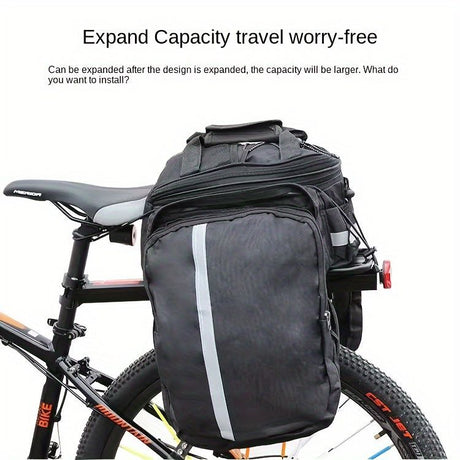 Bicycle Rear Rack Bag Expandable Bike Bag 27L Bike Storage Cycling Accessories - Red - Size L