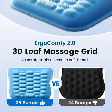 Blue Vaydeer Ergonomic Mouse Pad with Cushioned Wrist Rest and Smooth Tracking Surface