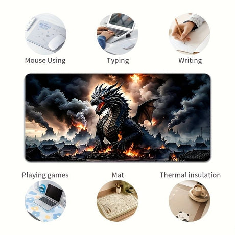 gaming desk mat, dragon design, large desk mat, mouse mat for gaming, desk protection mat, Australian gaming accessories, premium desk pad, extended mouse pad, fantasy desk mat, high-quality desk mat