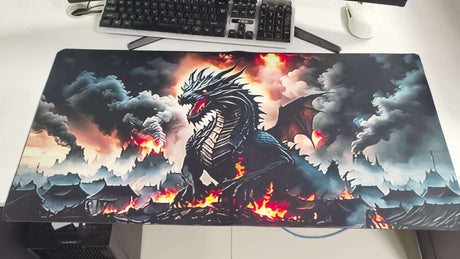 gaming desk mat, dragon design, large desk mat, mouse mat for gaming, desk protection mat, Australian gaming accessories, premium desk pad, extended mouse pad, fantasy desk mat, high-quality desk mat