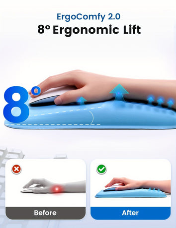 Gray Vaydeer Ergonomic Mouse Pad with Cushioned Wrist Rest and Smooth Tracking Surface