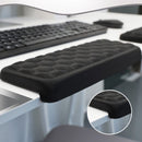 Black ergonomic wrist rest, keyboard wrist support, comfortable typing, wrist cushion, office ergonomics, Australian workspace, carpal tunnel prevention, plush wrist pad