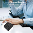 Black ergonomic wrist rest, keyboard wrist support, comfortable typing, wrist cushion, office ergonomics, Australian workspace, carpal tunnel prevention, plush wrist pad