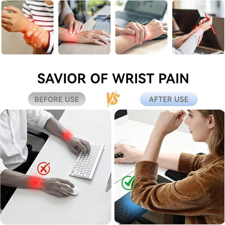Black ergonomic wrist rest, keyboard wrist support, comfortable typing, wrist cushion, office ergonomics, Australian workspace, carpal tunnel prevention, plush wrist pad