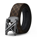 Men'S Genuine Leather Belt X-Shaped Buckle Men'S Accessories Trendy Belt - Gun buckle khaki strap - Size 115cm