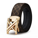 Men'S Genuine Leather Belt X-Shaped Buckle Men'S Accessories Trendy Belt - Gun buckle khaki strap - Size 115cm