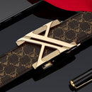 Men'S Genuine Leather Belt X-Shaped Buckle Men'S Accessories Trendy Belt - Gun buckle khaki strap - Size 110cm