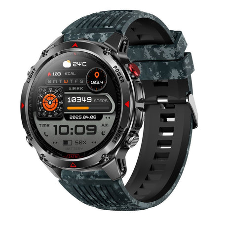 men's smart watch, HT37, GPS positioning, Bluetooth call, heart-rate monitoring, outdoor sports watch, Australian men's fashion, fitness watch - Camouflage - Size L