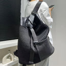 Leather Backpack Mesh Backpack Hybrid Backpack Travel Backpack Stylish Backpack - Black - Size M