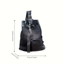 Leather Backpack Mesh Backpack Hybrid Backpack Travel Backpack Stylish Backpack - Black - Size M