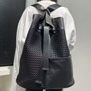 Leather Backpack Mesh Backpack Hybrid Backpack Travel Backpack Stylish Backpack - Black - Size M