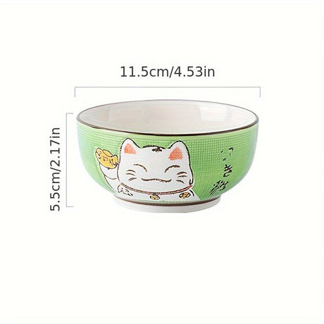 Lucky Cat Ceramic Bowl Set – 4-Piece Maneki-Neko Gift Box