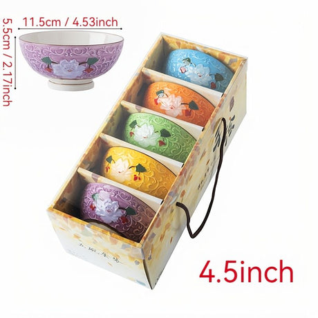 Lucky Cat Ceramic Bowl Set – 4-Piece Maneki-Neko Gift Box