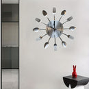 Silver White Cutlery Wall Clock Unique Home Decor Themed Clock Silent Wall Clock Kitchen