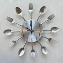 Silver White Cutlery Wall Clock Unique Home Decor Themed Clock Silent Wall Clock Kitchen