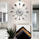 Silver White Cutlery Wall Clock Unique Home Decor Themed Clock Silent Wall Clock Kitchen