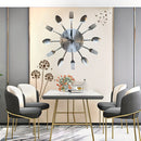 Silver White Cutlery Wall Clock Unique Home Decor Themed Clock Silent Wall Clock Kitchen