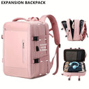 Expansion Backpack Travel Backpack Expandable Storage Multiple Compartments - Beige - Size L
