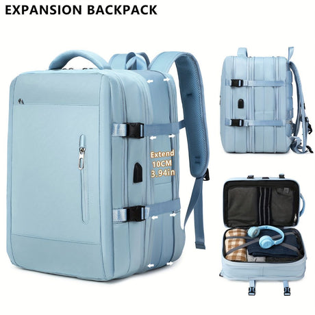 Expansion Backpack Travel Backpack Expandable Storage Multiple Compartments - Beige - Size L